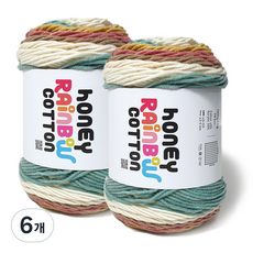 니뜨 허니 레인보우 코튼 나염 그라데이션 실 100g, 6개, 524베이지브라운
