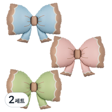 joyparty 可愛蝴蝶結鋁箔氣球3件組, 2套, 粉紅色 + 藍色 + 綠色