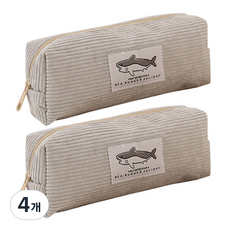 S&Q 可愛燈芯絨筆袋, 淺灰色, 4個