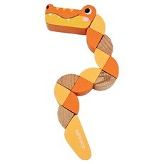 Janod 媽媽法寶 轉轉鱷魚 隨意扭轉 形狀多變 堅韌彈性棉線材質 堅固耐用 小鱷魚 色彩柔和造型可愛, 日光黃, 1個