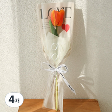 길그리 LOVE 꽃한송이 포장지 봉투형, 02 베이지, 4개