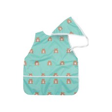 BEBE CHOUETTE 幼兒圖案一體成型無袖美術畫畫衣 + 頭巾套組, 薄荷巧克力熊