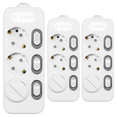 SURGIO 3 個獨立多頭開關 + 安全蓋 DH-2039-RT, 5m, 混色, 3組