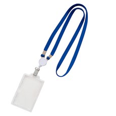 生活智慧 名牌員工證掛繩 + 伸縮扣 + 卡套組, 藍色, 1套