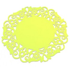 레이스 원형 컵받침 대, 옐로우, 1개