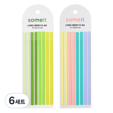 Someit 長款索引標籤螢光筆 2入組 粉彩混合 + 粉彩綠, 6套