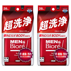 MEN'S Biore 男性身體用濕巾 超洗淨款 28片, 2包, 284ml