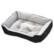 出坂 超細纖維方形狗狗坐墊, 黑色, 1入