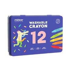 mideer 鐵盒裝可洗式蠟筆, 12色, 1盒