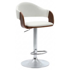 E-home Bonnie邦妮曲木PU可調式吧檯椅, 白色, 1個