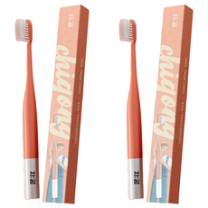 치공 이중 미세모 칫솔 코랄오렌지, 2개, 1개입