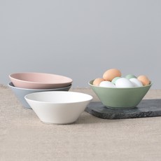 BOWLBOWL Urban Daily 麵碗, 亞麻白 + 雪紡粉 + 蘋果綠 + 法式灰, 4個