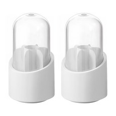 圓筒帶蓋刷具收納盒 PET+ABS材質 取放便捷 旋轉順滑 帶蓋防塵, 01白色, 2個