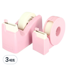 잘잘리오 홈앤스쿨 라이트 어린이 안전 테이프 디스펜서 뉴미니 + 휴대용 세트, 피치 핑크, 3세트