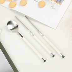 보겐 국산 스퀘어 투톤 샤틴 수저 세트, 화이트, 숟가락 + 젓가락, 1세트 화이트, 숟가락 + 젓가락, 1세트