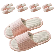 bebehome 小香風亞麻拖鞋, 粉色, 6雙