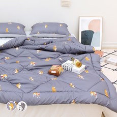 CHOUETTROOM 柴犬印花超細纖維薄被, 靛藍色