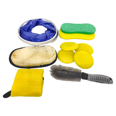 SiNYi 新翊 攜帶式洗車工具組 含折疊水桶 輪圈刷 擦蠟打蠟綿, 1組