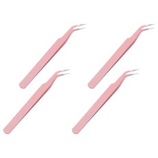 엘로브 속눈썹 트위저 눈썹 족집게, 4개, 핑크