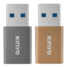 Kinyo USB 3.0公轉Type-C母轉接頭 雙入組, 32mm, 白色 + 金色, 1組