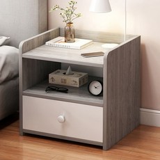 床頭櫃, 灰色, 1個