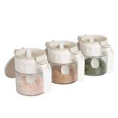 SINOGLASS Kitensil One-touch Glassom 翻蓋調味罐 白色, 3個, 350ml