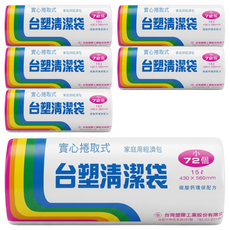 台塑 實心捲取式清潔袋, 6捲, 15L
