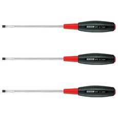 VESSEL Tools 三軸型緩衝握把一字螺絲起子 4 x 100 mm 610, 3個