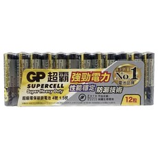 GP Batteries 超霸 超級碳鋅電池 4號 黑色, 1組, 12顆