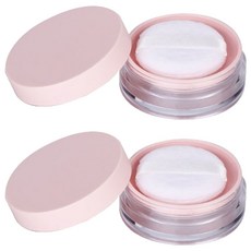 彩妝蜜粉空盒+粉撲, 粉色, 2個