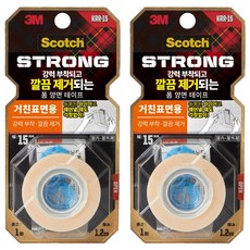 3M 易剝離超強透明雙面膠帶，適用於粗糙表面, 白色, 2個