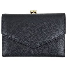 真皮頭層牛皮9卡位女士信封口金中夾錢包 超纖內裡 黑色, 長13.4 × 高9.5 × 厚3cm