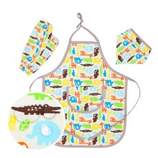 Coney Island 孩童圖案印花防水圍裙+袖套+頭巾