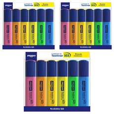 PENMAX Textliner 503 螢光筆 6色組, 粉色/橙色/蜜黃色/黃色/綠色/藍色, 3組
