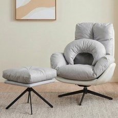 멜랑 실리콘레더 360도 회전 1인용 소파 + 반달 쿠션 1p + 풋스툴 세트 방문설치, 그레이, 1세트