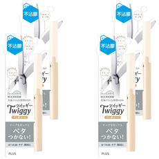 PLUS 普樂士 Twiggy 不沾膠 筆型剪刀, 弧線型刀刃 奶茶色, 4個