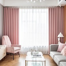 HOME&CHANG 每日遮光窗簾 2入, 粉紅色