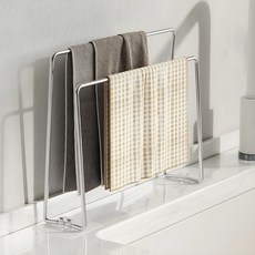 JUNBI 廚房不鏽鋼抹布毛巾橡膠手套掛架晾乾架置物架 + 黏貼式掛鉤 2入, 單一顏色, 1個