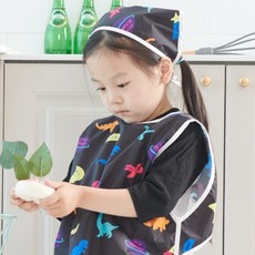 BEBE CHOUETTE 幼兒圖案一體式無袖畫畫衣 + 頭巾套組, 霓虹恐龍