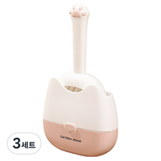 둥둥펫 고양이 모래삽 + 걸이형 수납통 캣 리터스쿱 세트, 핑크, 3세트