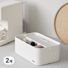 리템 포르타 폴드 손잡이 접이식 다용도 수납 정리함, 화이트투명, 2개