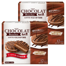 LOTTE 樂天 巧克力布雪蛋糕 可可風味 蓬鬆棉花糖 12個 Set, 324g, 2盒