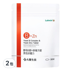 大醫生技 維他命B群 + 酵母鋅複方錠 增強男性體力 高生物利用率, 1g, 30顆, 2包