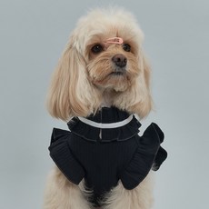 DOG-i 狗狗蝴蝶結荷葉邊T, 黑色