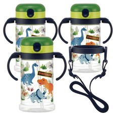 Skater 雙耳彈蓋式吸管水壺(附背帶), 恐龍, 3個, 370ml