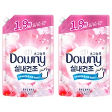 다우니 실내건조 초고농축 섬유유연제 플로럴 블로썸향 리필, 1.35L, 2개