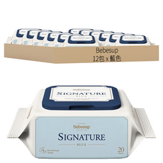 Bebesup Signature系列 嬰幼兒濕紙巾 掀蓋式 藍色款, 20枚, 12包