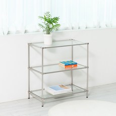 Round Bee方形玻璃置物架 ST-GS703, 鏡面銀