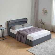 마네 3단 서랍 LED 수납침대 프레임 단품 방문설치, 그레이