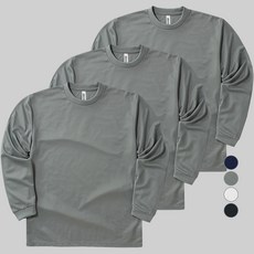 urbantee 男女通用運動機能快乾圓領長袖涼感T恤3件組, 灰色 + 灰色 + 灰色